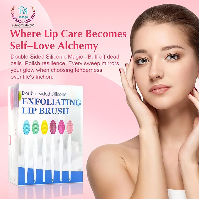 MINGOMINGO 120 Pack Lip Scrub Brush, 3-in-1 Double Sided Silicone Exfoliating Lip Brush for Dark Lips & Nose Care, 6 Colors Exfoliator & Massage & Blackhead Remover, Boxed & Individually Sealed