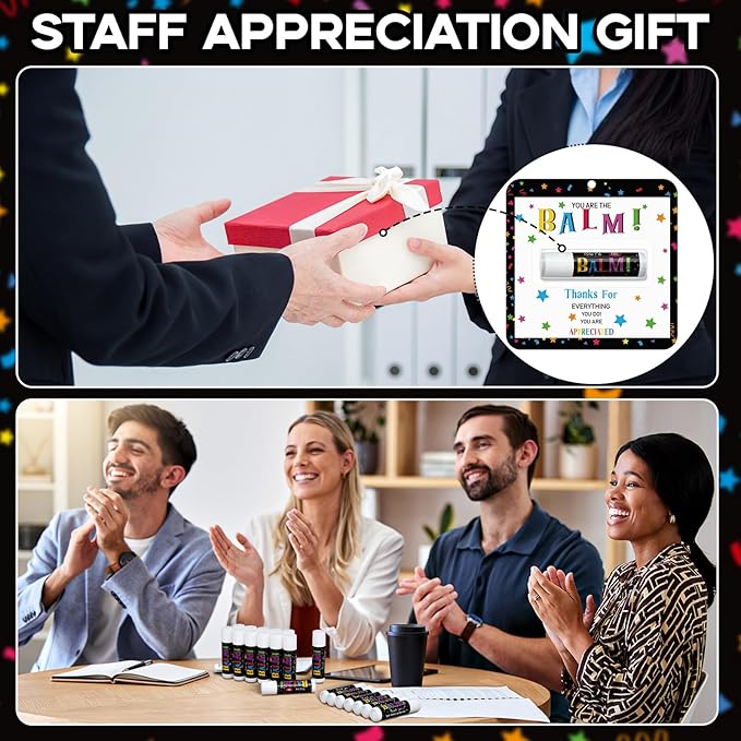 2 Pack Christmas Employee Appreciation Gifts Bulk Lip Balms Teacher Staff Team Xmas Thank You Gift You're the Balm Thanksgiving Party Favors Christmas Stocking Stuffers for Women Men Volunteer