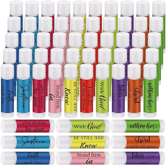 50 Pack Christian Religious Gifts Bulk Lip Balms for Women Men Religious Church Party Favors Bulk Bible Verse Lip Balm with Scripture Inspirational Gifts for Coworkers Staff Employee(Classic)