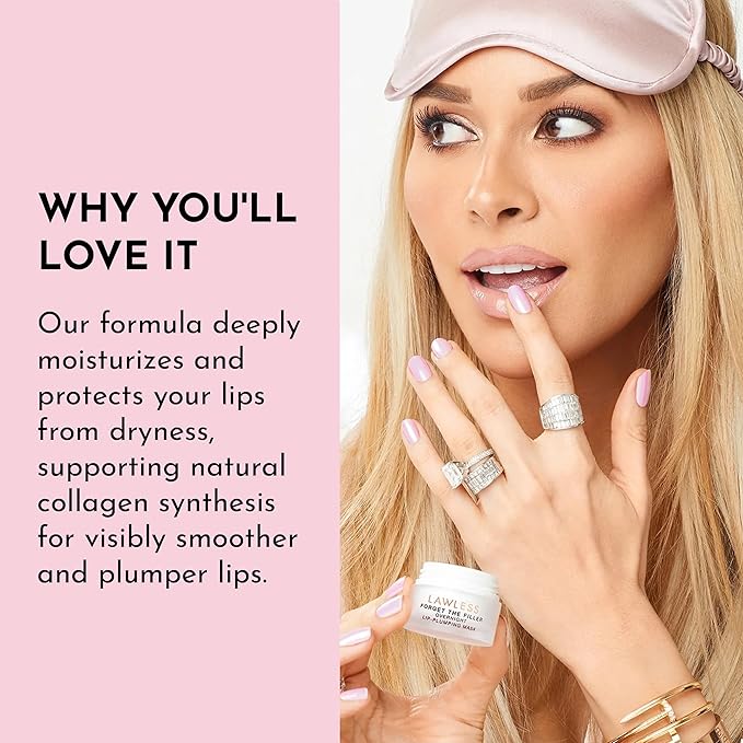 LAWLESS Forget the Filler Lip Mask - Cherry Vanilla - Premium Overnight Lip Plumping Treatment with Natural Ingredients Designed to Plump, Hydrate, and Smooth Lips - 0.28 oz