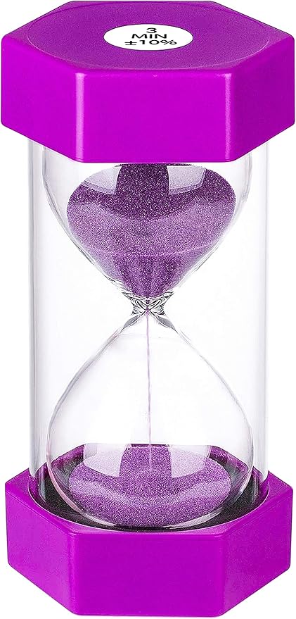 SuLiao 3 Minute Colorful Sand Watch - Purple Sand Clock, Plastic Hourglass Timer for Kids, Games, Classroom, Kitchen, Toothbrush Decoration