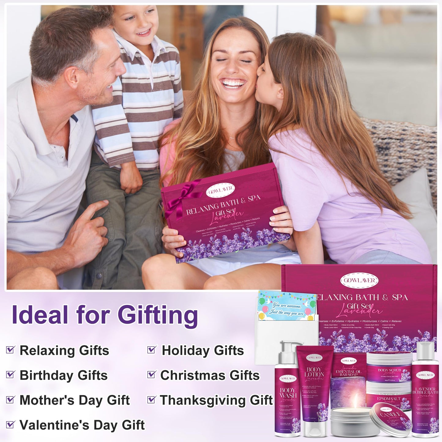 Spa Gifts for Women,Relax Stress Relief Secret Santa Christmas Stocking Stuffers Gifts for Women Birthday Basket Self Care Package for Her Mom Sister Wife Teen Best Friend Valentine Mothers Day Gift