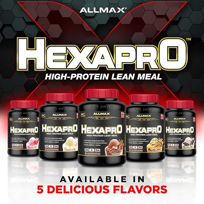ALLMAX Nutrition HEXAPRO, French Vanilla - 5 lb - 25 Grams of Protein Per Serving - 8-Hour Sustained Release - Zero Sugar - 52 Servings