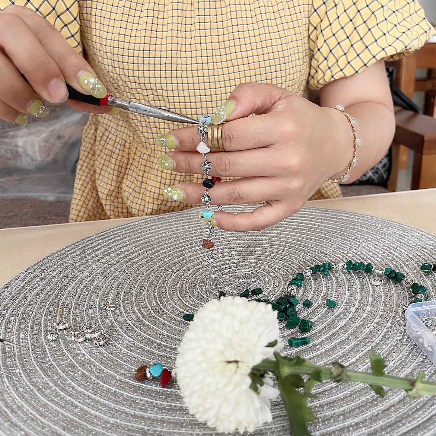 Xmada Jewelry Making Supplies Kit - 1587 PCS Beads, Crystal Beads, Jewelry Pliers, Beading Wire, Earring Hooks, Rings, Bracelets for Girls and Adults
