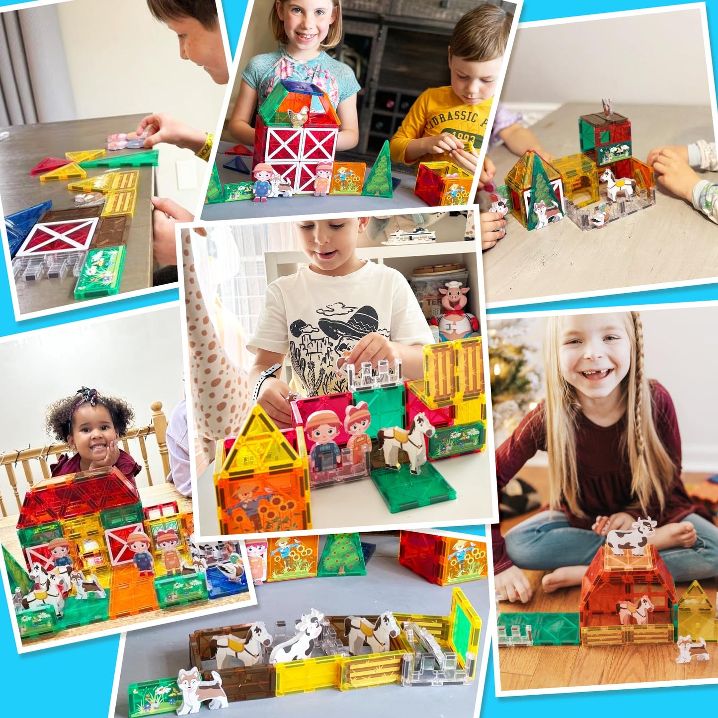 Magnetic Tiles Toys with Farm Animals for 3+ Year Old Toddler, Magnetic Blocks Building Toys for Kids Ages 3-5 5-7 Girls Boys, Classroom Must Haves