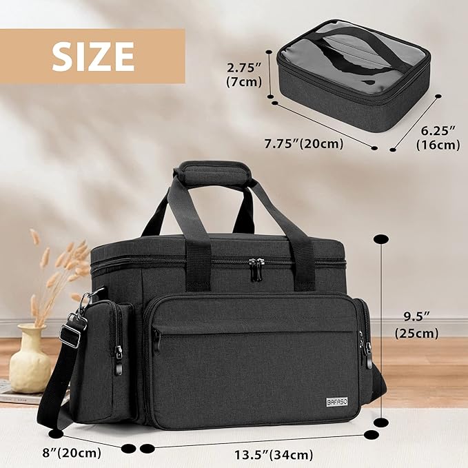 BAFASO Large Makeup Bag with 2 Removable Pouches and Detachable Dividers, Multifunctional Cosmetic Bag to Keep Makeup and Hair Supplies (Patent Pending), Black