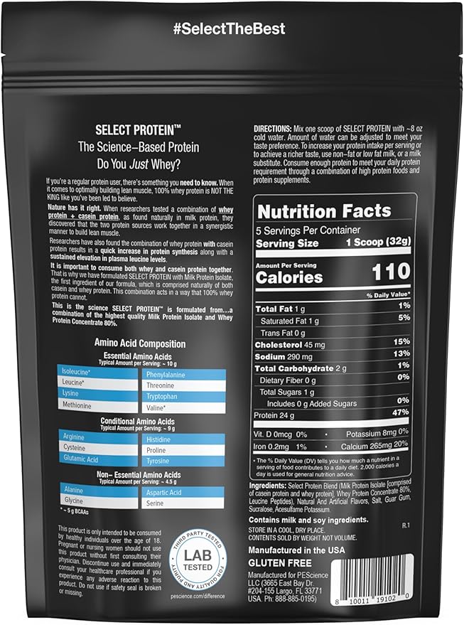 PEScience Select Low Carb Protein Powder, Frosted Sugar Cookie, 5 Serving, Whey and Casein Blend, Keto Friendly, Gluten Free, Best Tasting, Clean Isolate for Women and Men