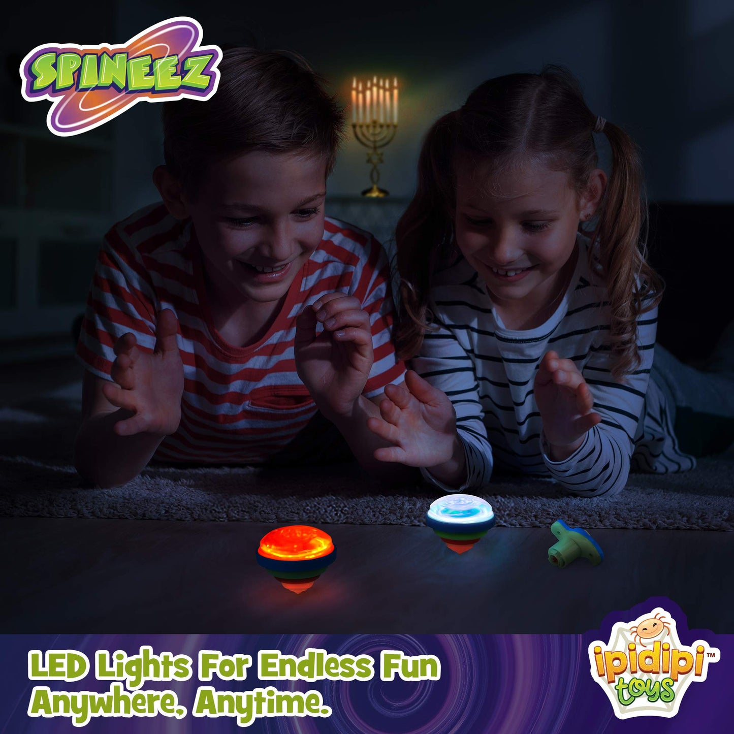 IPIDIPI TOYS Spineez Light Up Spinning Tops – 12-Pack LED Spinner Toys for Kids – Ideal Birthday Party Favors, Goodie Bag Stuffers, School Prizes, Classroom Rewards for Boys & Girls – Blue