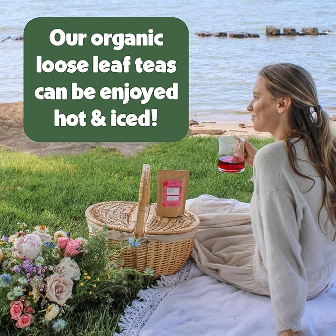 Heavenly Tea Leaves Organic Hibiscus, Loose Leaf Herbal Tea, 4 oz. (Approx. 50 Cups of Tea) – Tart, Fruity, Caffeine Free Herbal Tisane – Delicious Hot or Iced – Premium Quality Wellness Support
