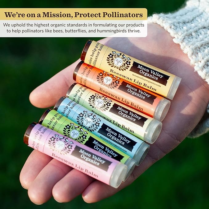 Moon Valley Organics Beeswax Lip Balm for Moisturizing Lips and Cuticles (SWEET HONEY, 6-Pack)