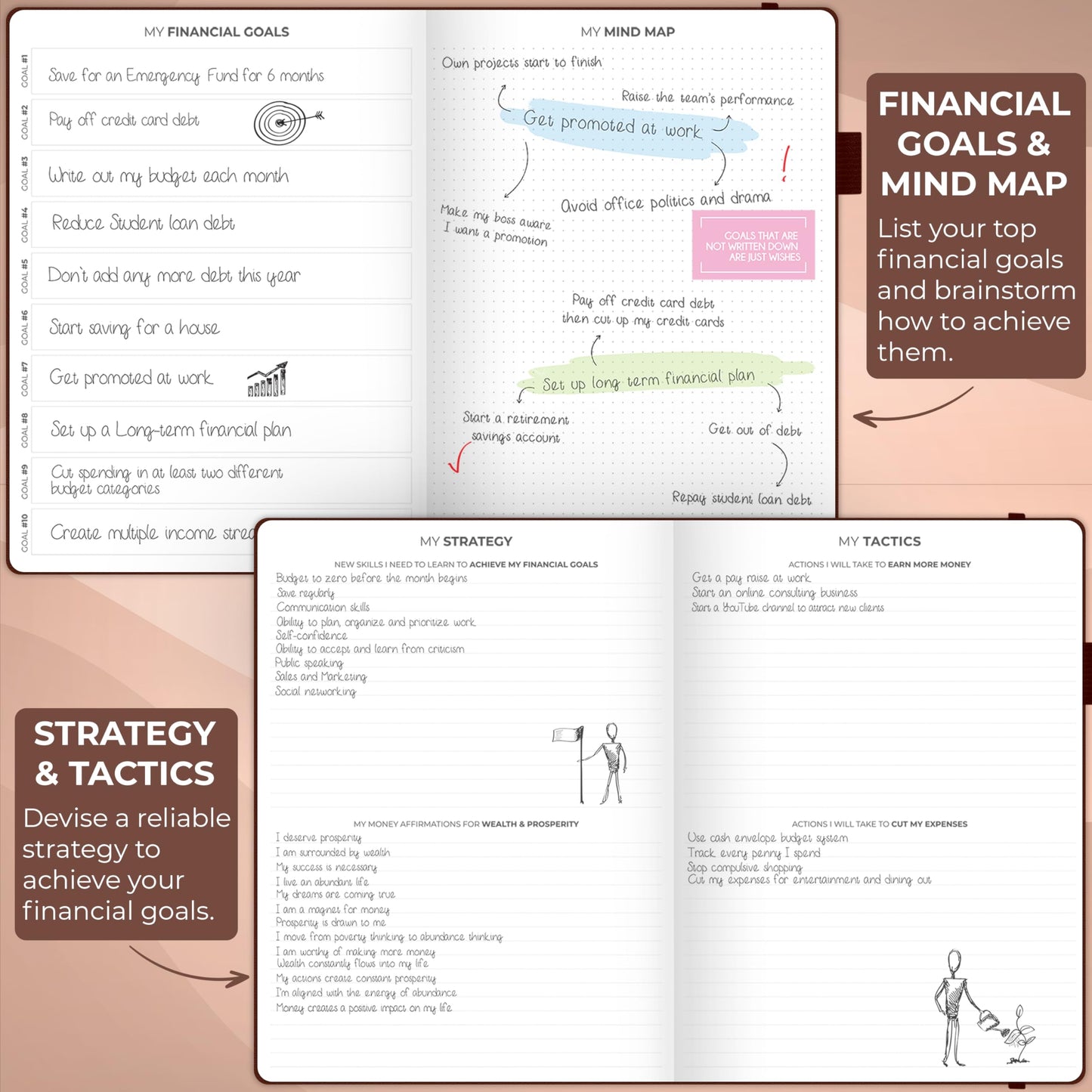 Clever Fox Budget Planner Large – Expense Tracker Notebook. Monthly Budgeting & Bill Organizer, Finance Logbook & Accounts Book, A4 (Brown)
