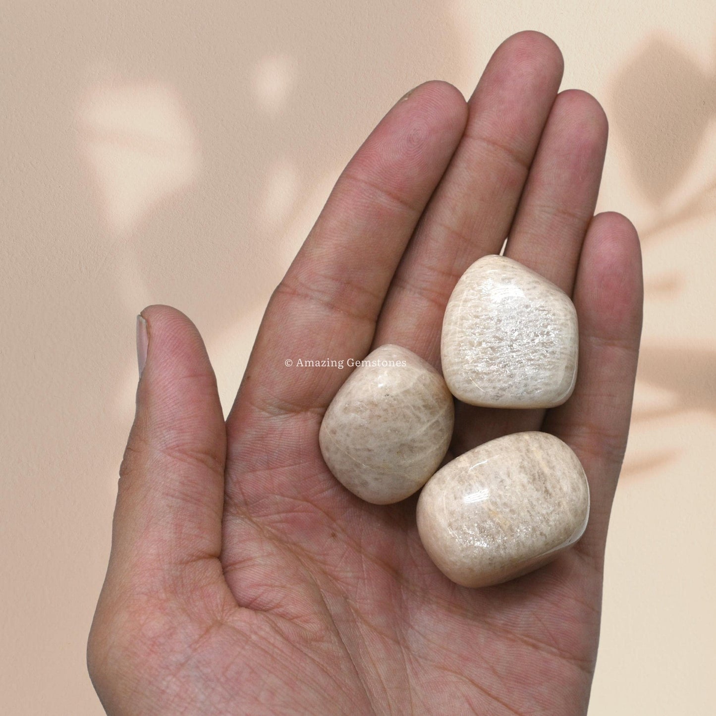Amazing Gemstone Cream Moonstone Crystals and Healing Stones Tumbled - 1 oz Cream Moonstone Stone,Natural Healing Stones for Energy Balance,Stress Relief - Premium Polished Gems Rocks for Meditation
