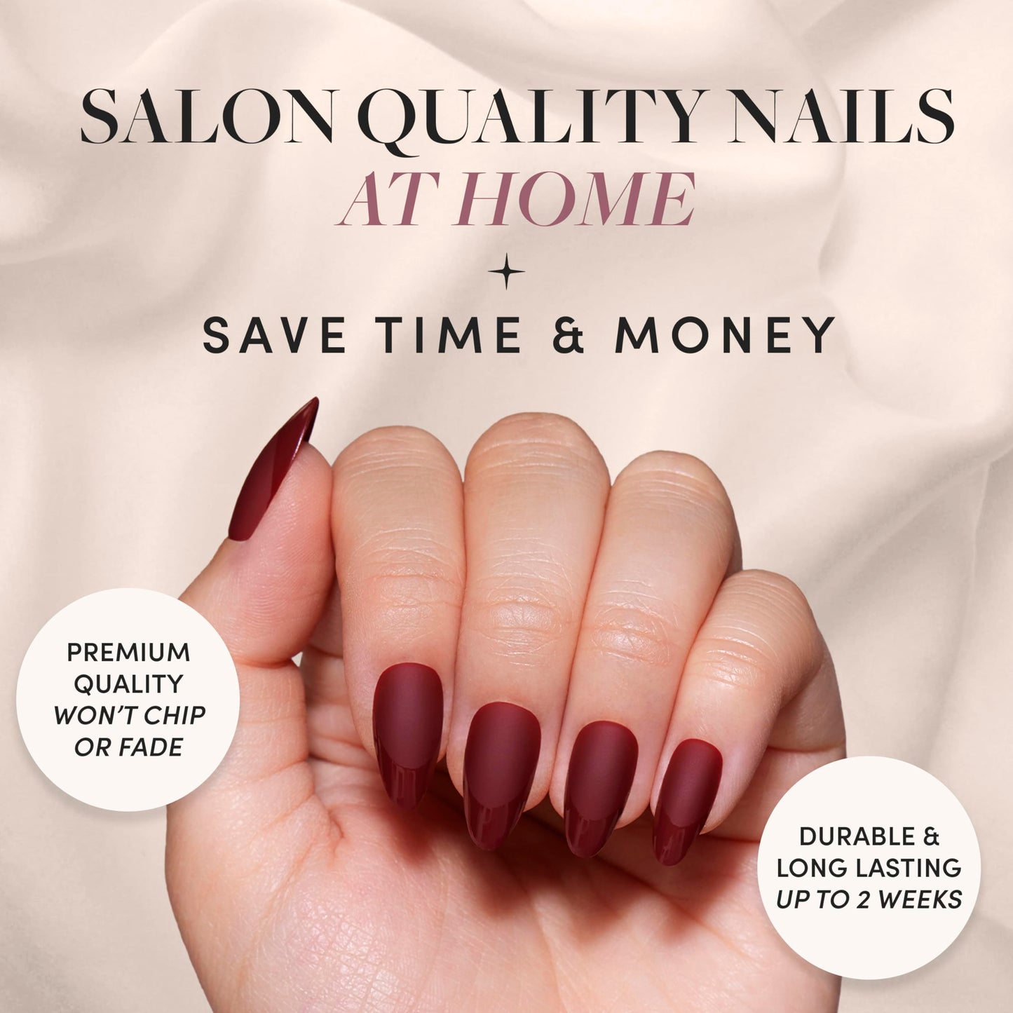 Glamnetic Press-On Nails Bundle - Terra & Merlot | Matte Short Almond Brown Nails with Glossy French Tips | Matte Short Almond Dark Red Nails with Glossy French Tips | Reusable, Salon-Quality Nail Kit