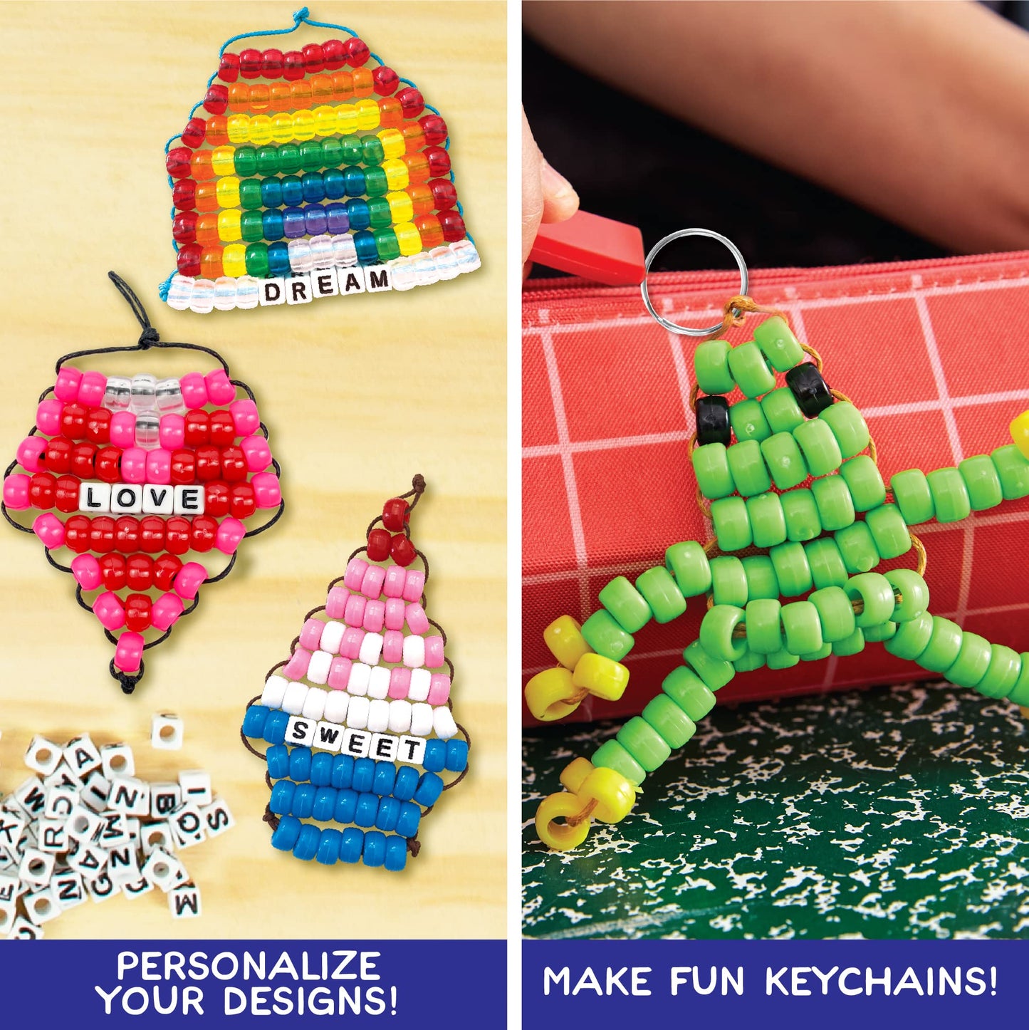 Made By Me Ultimate Bead Pets by Horizon Group USA, Bead Pets Crafts for Kids, Includes Over 1400 Beads, Cording, Keychains & Carabiner Clips, Design Templates, Storage Cases & More
