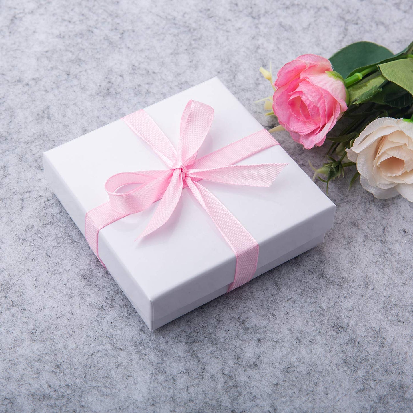GEFTOL Jewelry Gift Boxes 40 Pack 3.5x3.5x1 Inch Cardboard Jewelry Boxes,Small Gift Boxes for Jewelry Earrings Necklaces Handmade Bangles Bracelets(White)