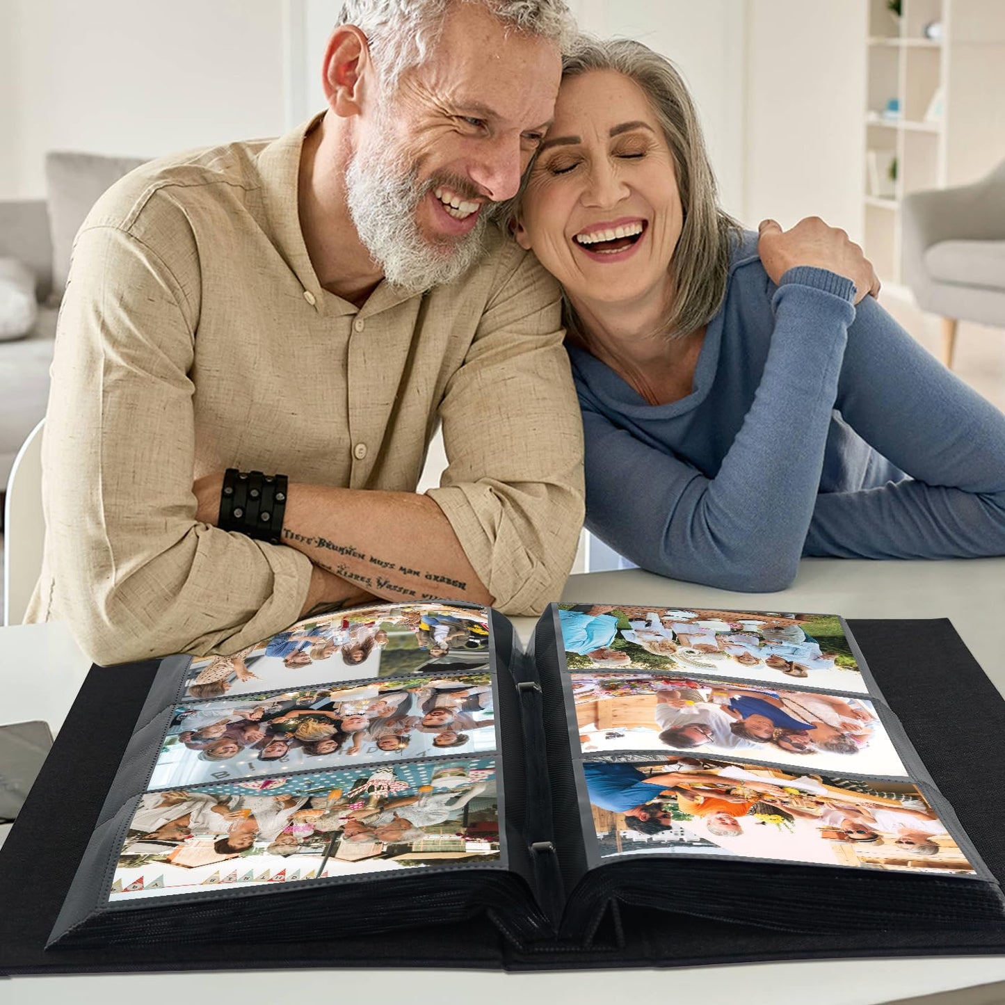 Artmag Fabric Photo Album 4x6 300 Large Capacity for Family Wedding Anniversary Linen Album Holds 300 Horizontal Photos (300 Pockets, Beige)