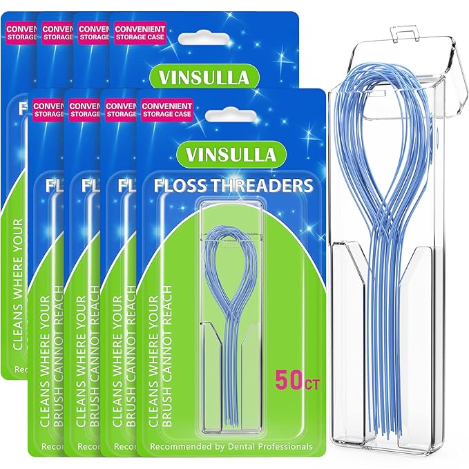 Floss Threaders for Braces, Bridges, and Implants 400 Count (Pack of 8)