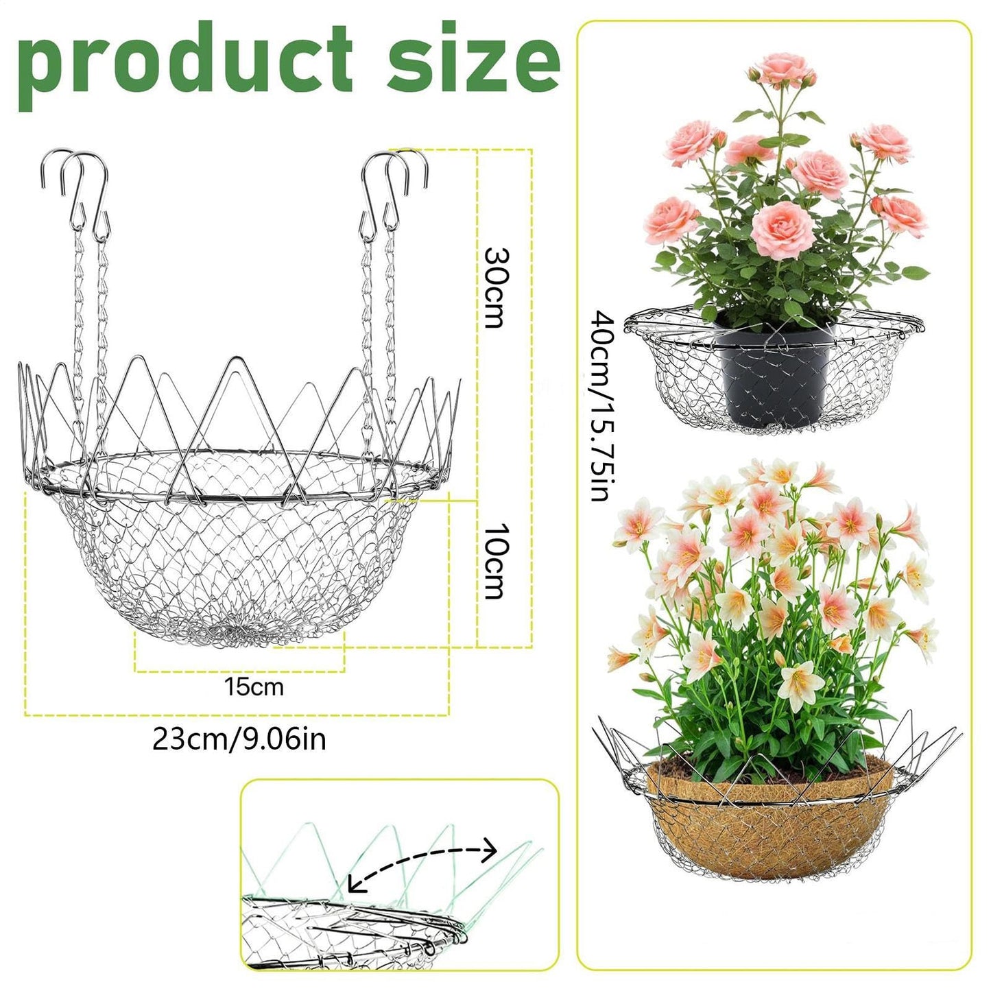 Adjustable Planter Insert - Stainless Steel Pot, Resilient Heavy Duty Riser, Accessory Housing Unit | for Flower Filler Support Chains Outdoor Indoor Potted Home Garden Decor Height Elevating