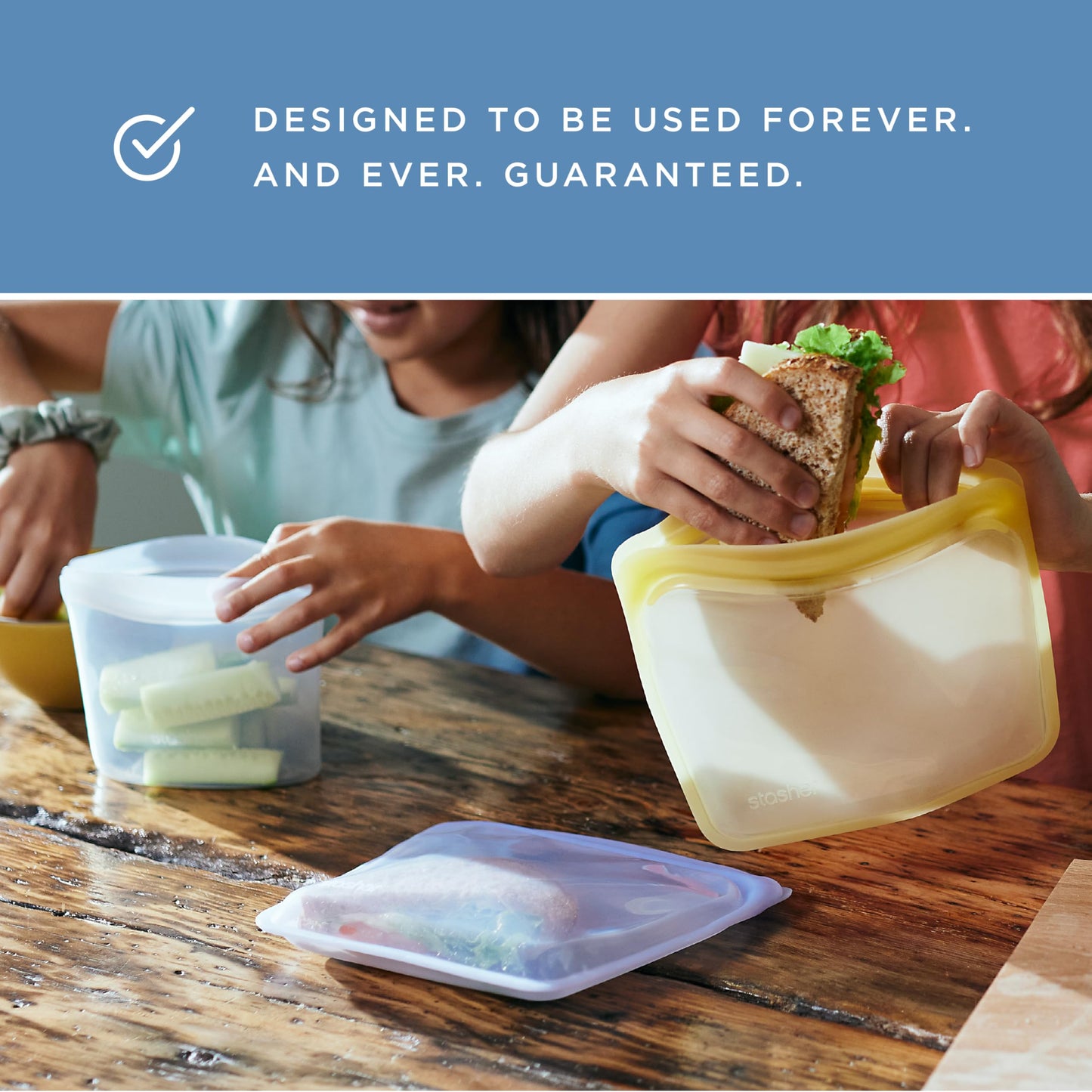 Stasher Silicone Reusable Storage Bag, Stand-Up Mega Bag, Reusable Freezer Bags, Microwave, Dishwasher, Oven Safe, Sous Vide, Premium Lunch Container, Eco Friendly, Food Storage Bags, 104 oz, Aqua