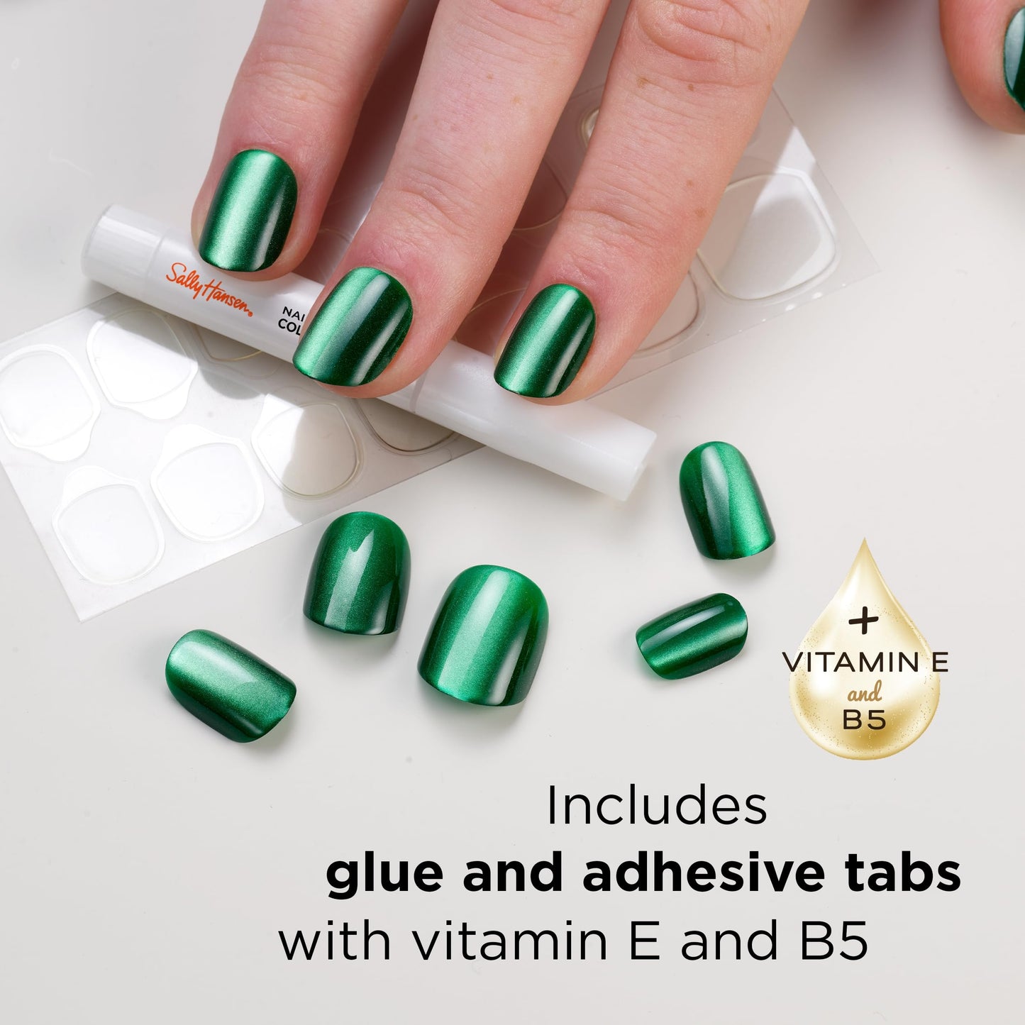 Sally Hansen Salon Effects Perfect Press-On Nails | Almond Shape | Easy to Apply, Non-Damaging | 30 Nails, Nail Glue, Adhesive Tabs, File | She's Shifty