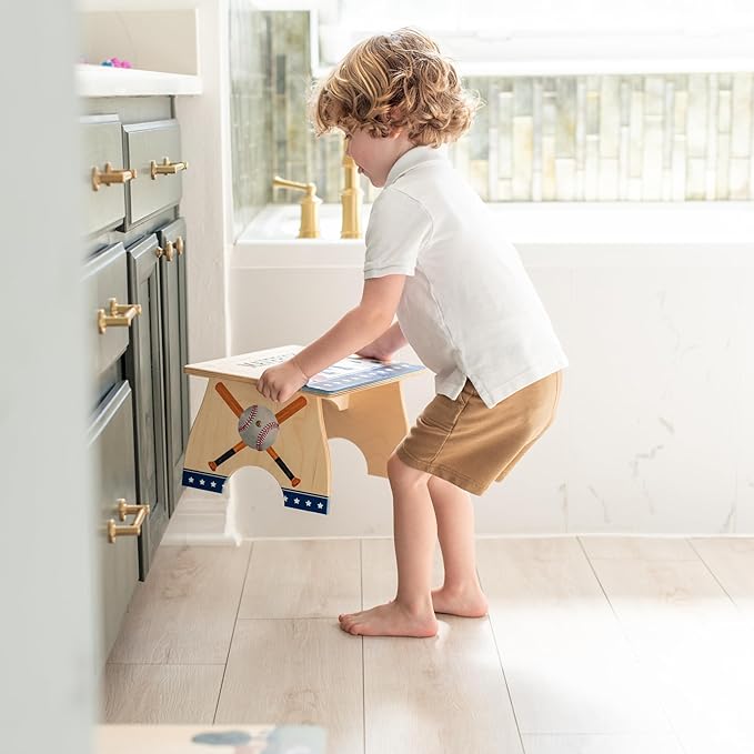 Step Stool for Toddlers- Personalized Wood Kids Step Stool with Name for Kitchen Sink, Bathroom, Potty Training, Toilet, Kitchen Sink- Sturdy and Safe- Made in USA by BloomOwl (Astronaut)