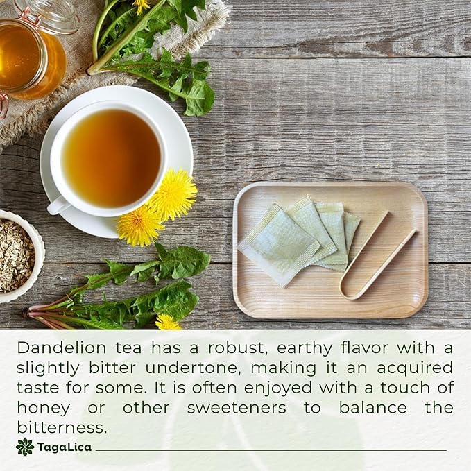 Tagalica Premium Dandelion Root Tea Bags - 25 Count, 100% Natural & Pure, Eco-Conscious, Herbal Tea, No Sugar, No Caffeine, No Gluten, Vegan