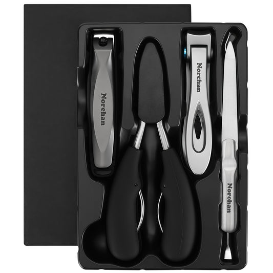 NORCHAN Large Nail Clippers Set, 5-Piece Sharp Toenail and Fingernail Clippers with Nail File, Ideal for Men and Women (Premium, Big Size, Heavy-Duty Design)