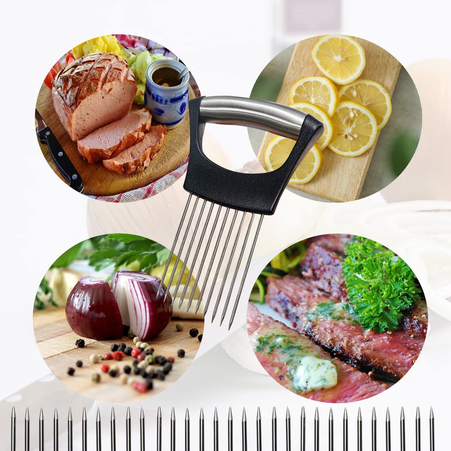 SCGFPOE Onion Slicer Holder, Onion | Tomato | Potato | Apple | Egg Holder for Slicing, Vegetables | Fruits Slicer Holder, Meat |Beef Chopper, Multi-Purpose Kitchen Accessory, 2 Pack