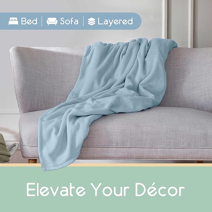 Vellux Microfleece Blanket, Full/Queen, Light Blue