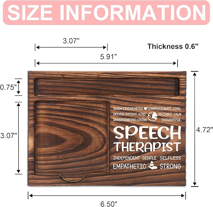 Speech Therapist Appreciation Gifts, Thank You Gift for Speech Therapist, Therapy Office Coworkers Staff Appreciation Gifts, Sticky Note Holder Wooden Notepad & Pen Holder 6.5" x 4.7" - FTA273