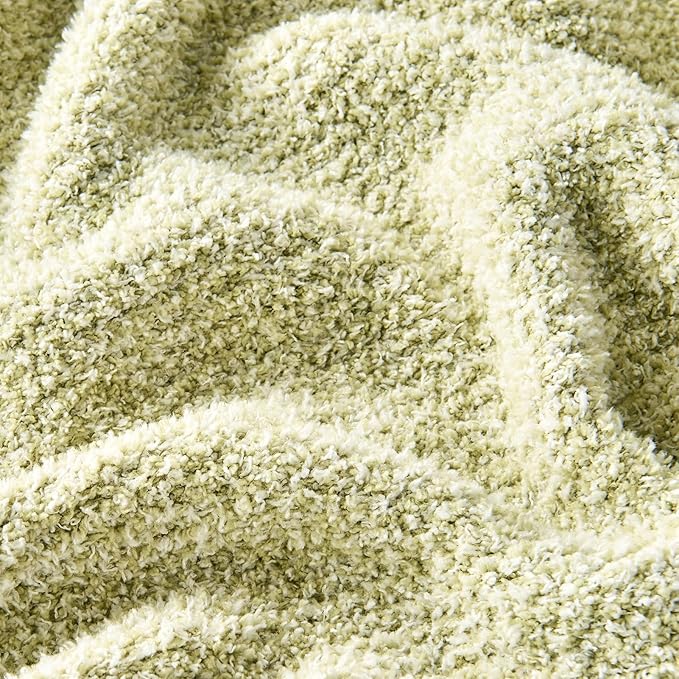 CozeCube Melange Blanket, Ultra Soft Sage Green and White Throw Blanket, Warm Cozy Knit Fuzzy Plush Reversible Throw for Couch Bed Sofa, 50"x60"