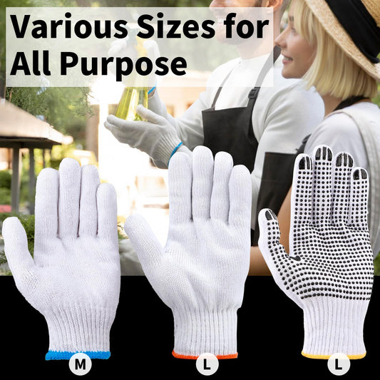 ENPOINT White Gloves Men Women, 12 Pairs Cooking Gloves for BBQ, Cooking, Grilling, Oven, Heat Resistant, Mechanics, Welding, Gardening Field Dressing Safty Work Gloves Bulk, Medium
