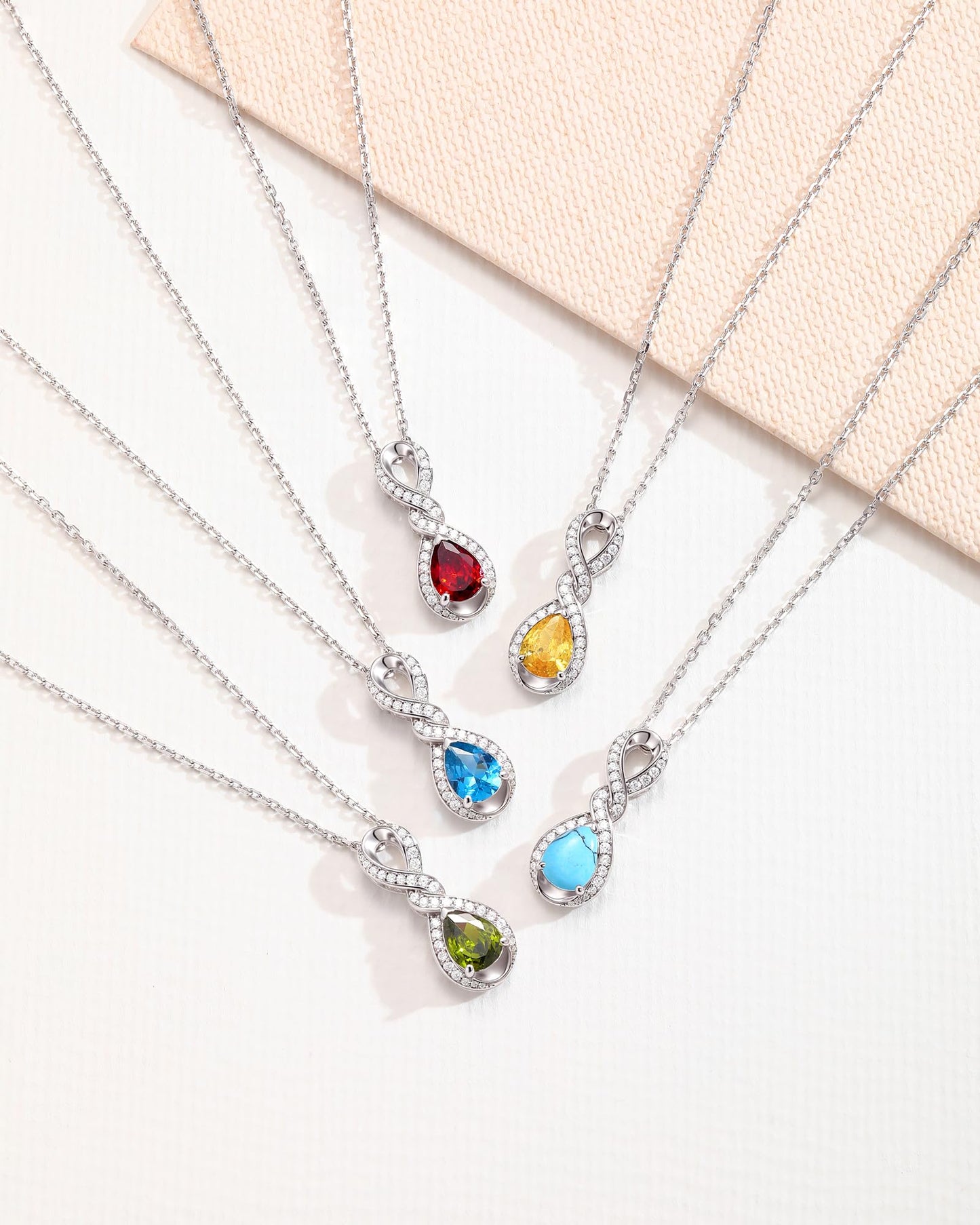 FANCIME Simulated Diamond Necklace April Birthstone Necklace Cubic Zirconia Sterling Silver Dainty Infinity Knot Pendant Jewelry Anniversary Birthday Graduation Mothers Day Gifts for Women Mom