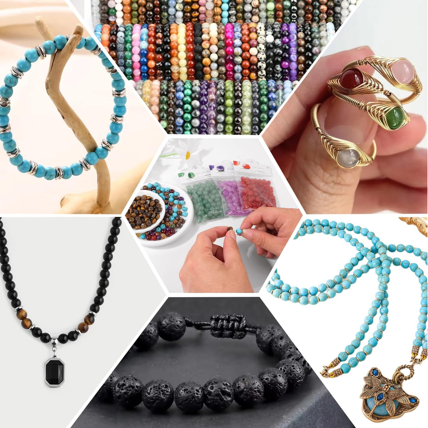 Raicegs 100pcs 8mm Hematite Beads Natural Gemstone Beads Round Loose Beads for Jewelry Making DIY Bracelets Necklace