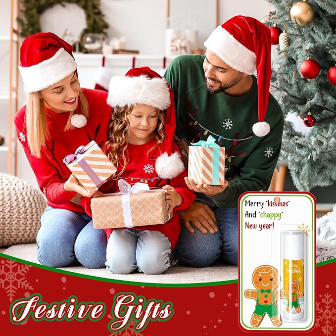 30 Pack Christmas Lip Balms Bulk Christmas Party Gifts Favors Stocking Stuffers Holiday Lip Balms Employee Staff Team Appreciation Gifts Thank You for Teacher Coworkers (Cute)