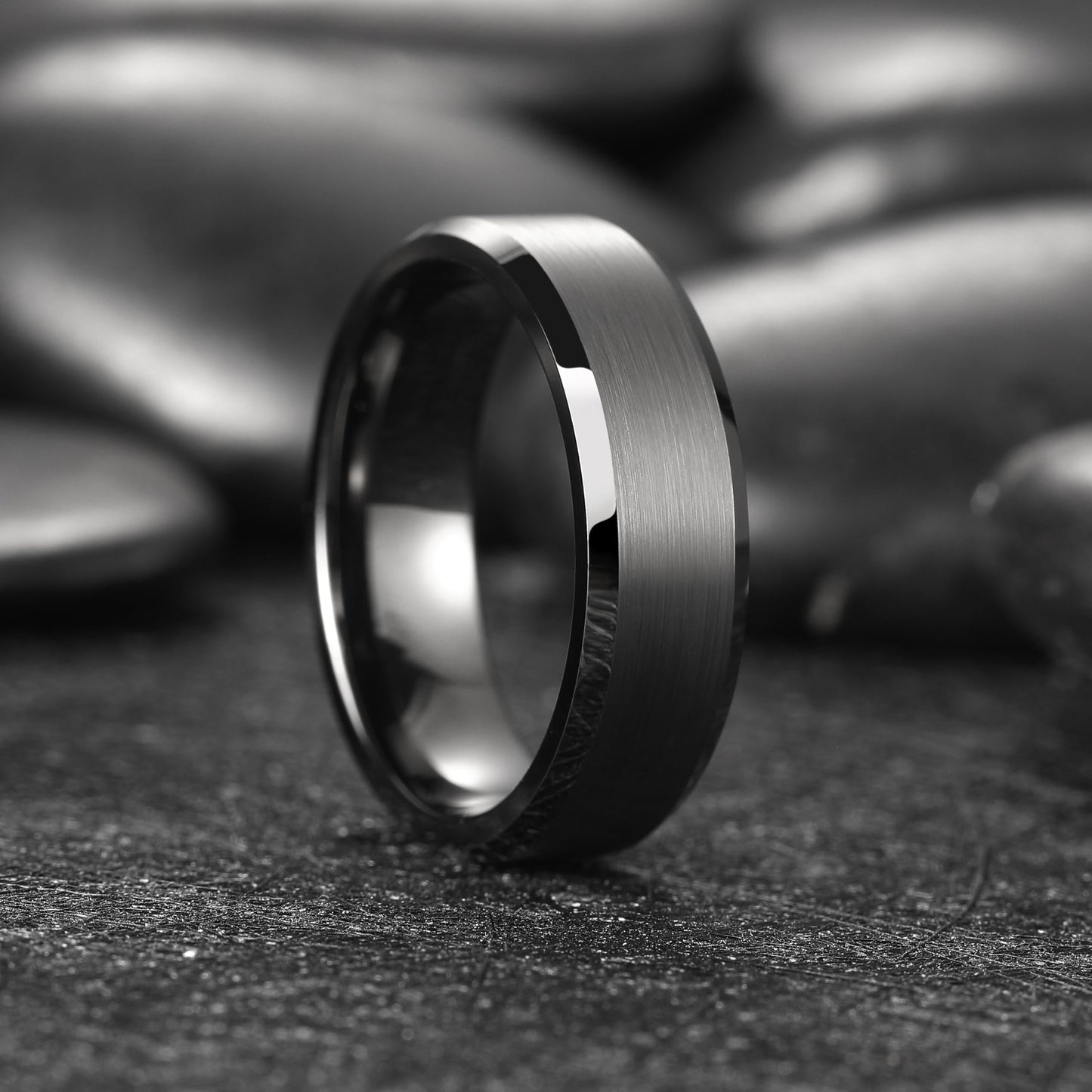 King Will 7mm Tungsten Carbide Ring for Men, Gunmetal Matte & Polished Comfort Fit ，Size 9.5