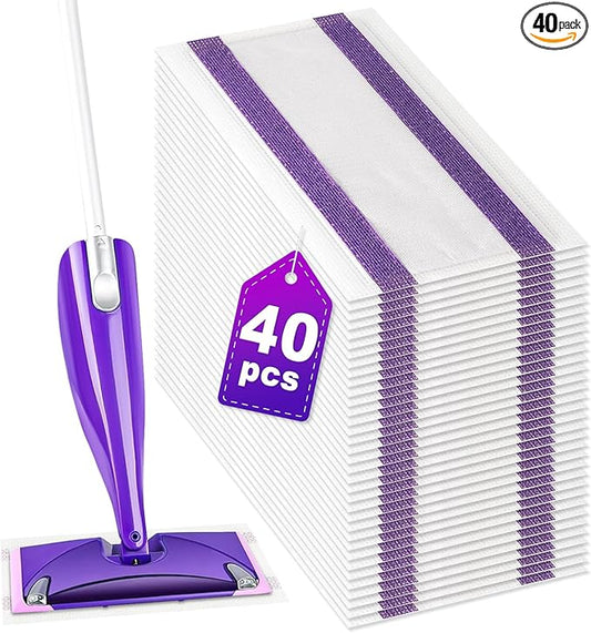 40 Counts Disposable Mop Pad Refills for Wet Pads Refill, Replacement for Wet Jet Disposable Wet Jet Hardwood Floor Spray Mop Pads Refills, Thickness & Absorbent