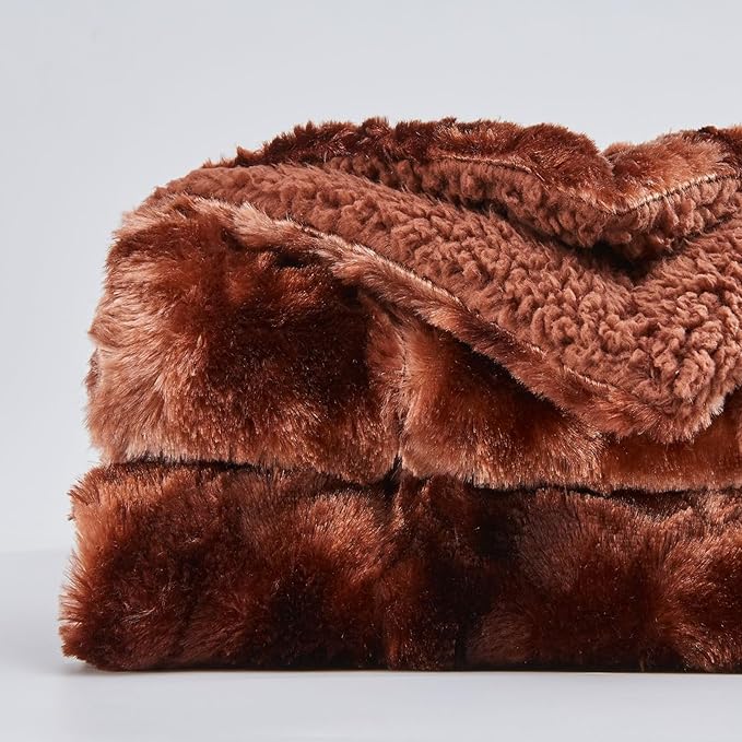 NEWCOSPLAY Super Soft Faux Fur Throw Blanket for Couch Tie-dye Dark Brown Sherpa Fuzzy Plush Warm Blanket for Sofa Bed (Tie-dye Dark Brown, Throw(40"x50"))