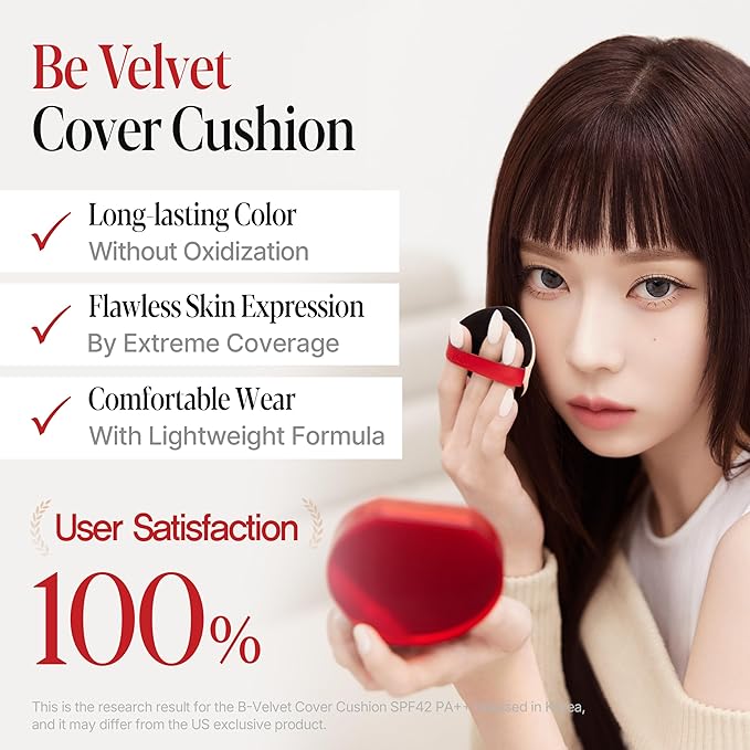 Espoir Be Velvet Cushion Foundation #37 Deep Maple | Quick and Easy Coverage with Long-lasting Color by Zero Oxidation, Velvety Smooth Finish & Lightweight Formula, Vegan, Korean Makeup, 0.46 oz