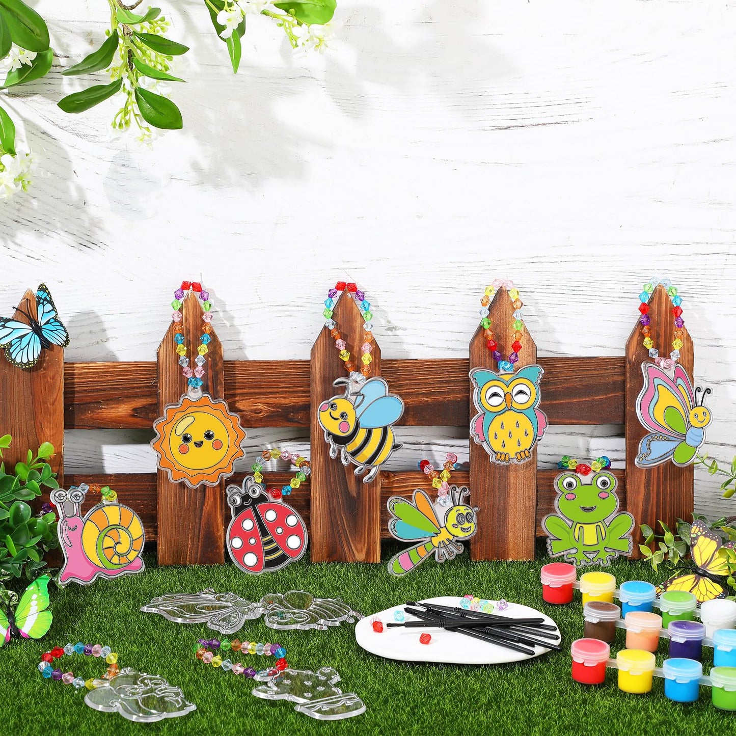 WinnerWhy 30 Sets Spring Suncatchers Window Art Kits, Vibrant DIY Sun Catchers Bulk Crafts Paint Your Own Window Ornaments for Adults Home Birthday Activity Project Decor