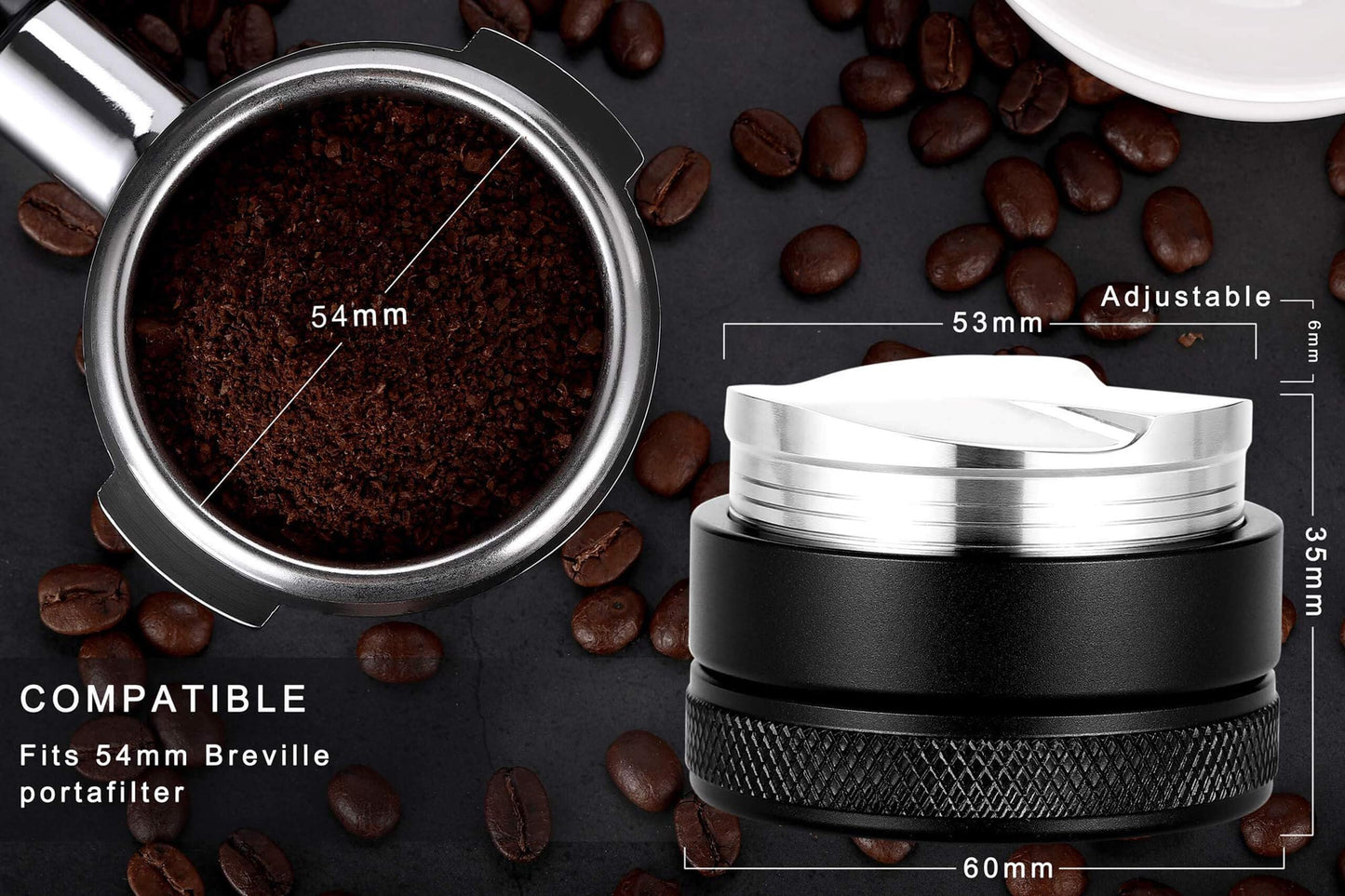 Apexstone 53mm Coffee Distributor, Espresso Distribution Tool, Coffee Leveler Compatible with Breville 54mm Portafilter