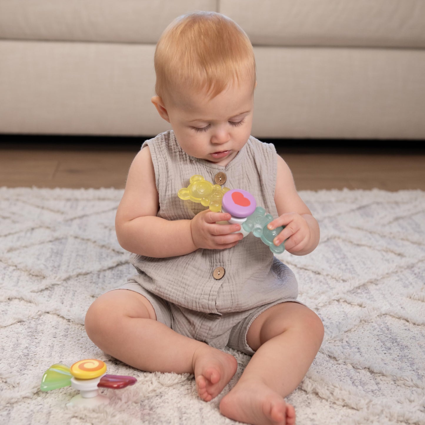 Infantino Sweet Treat Spinners, Baby Sensory Toy with Suction Cup Fidget, High Chair Spinning Tray Toy, Candy-Themed Textured Spinners for Fine Motor Skills, for Newborns and Toddlers 6+ Months