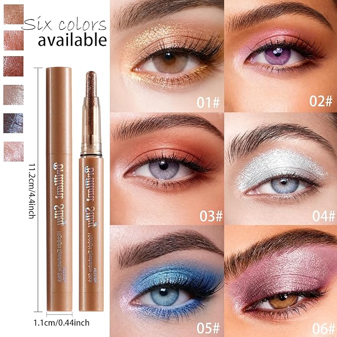 Peach Gold Glitter Cream Shimmer Eyeshadow Sticks, Multichrome Matte Eye Shadow Stick, Waterproof and Long-Lasting Smooth Cream Eye Highlighter Stick Makeup for Women, 2 Mermaid Tears