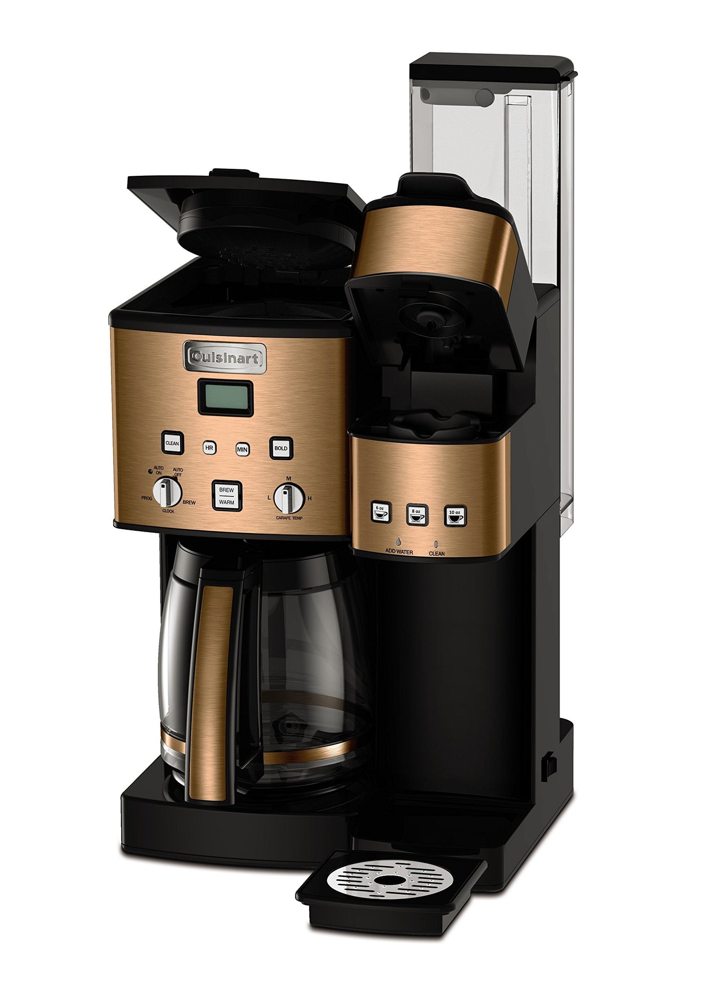 Cuisinart Single Serve + 12 Cup Coffee Maker, Offers 3-Sizes: 6-Ounces, 8-Ounces and 10-Ounces, Stainless Steel, SS-15CP, Copper