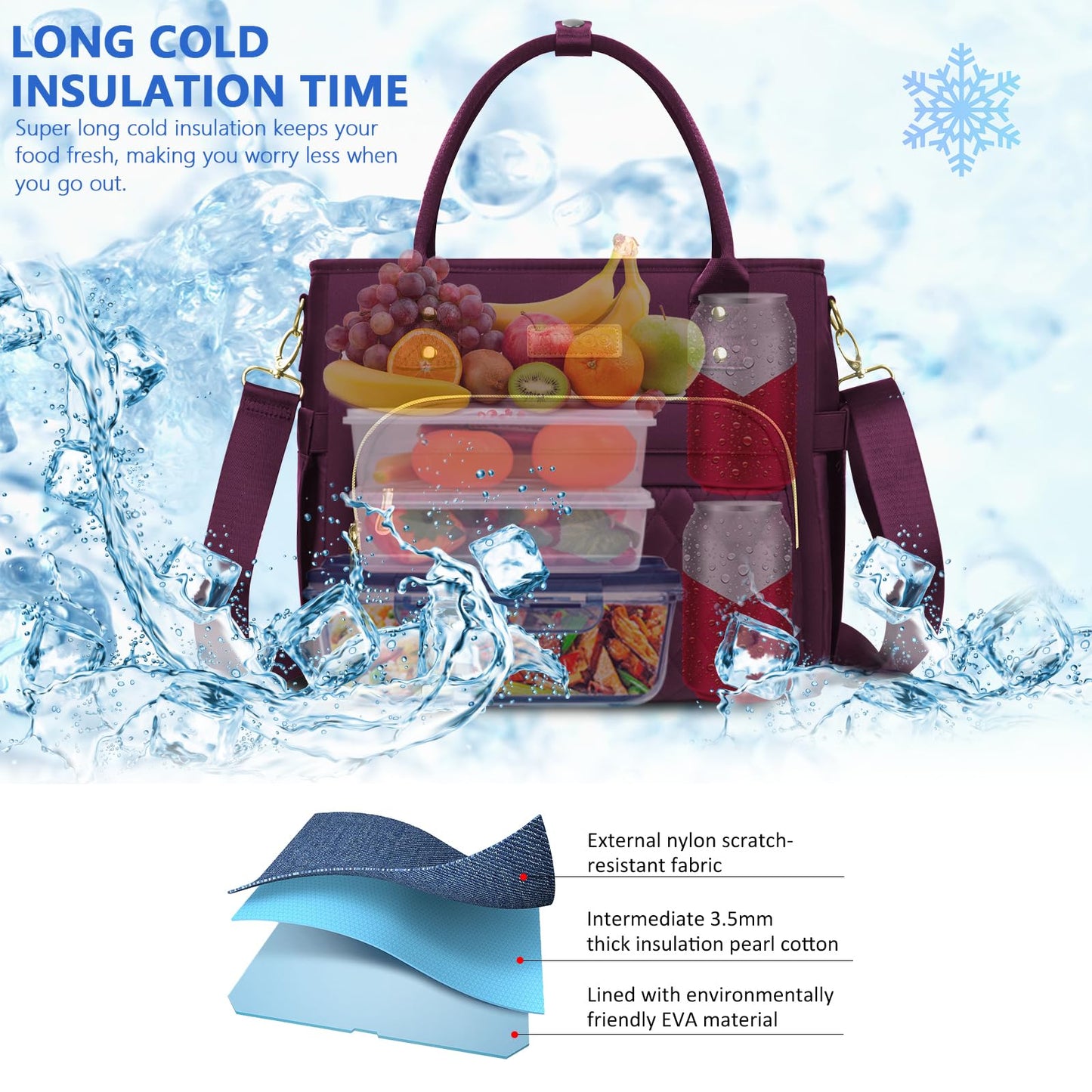 MIYCOO Lunch Bag Lunch Box Women - Leakproof Insulated Lunch Cooler Bag for Women - Large Lunch Tote Bags Adults, Purple