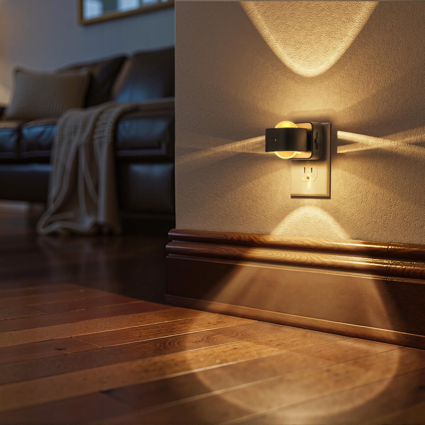Briignite Night Light Projector, LED Night Lights Plug into Wall, 180° Rotating Night Light for Kids, Dusk to Dawn Sensor, 0-150LM Dimmable, Warm White Ambient Lighting for Bathroom, Gifts, 2 Pack