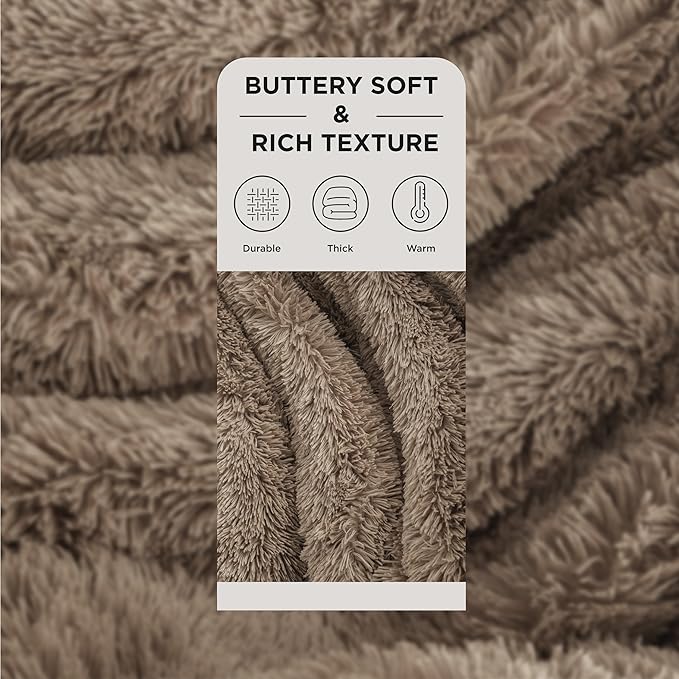 Bedsure GentleSoft Fluffy Light Chocolate Brown Throw Blanket, Brown Decor Cozy Gifts for Women Men, Soft Fuzzy Sherpa Fleece Plush Thick Warm Furry Faux Fur Throw Blanket for Couch, Bed, 50x60