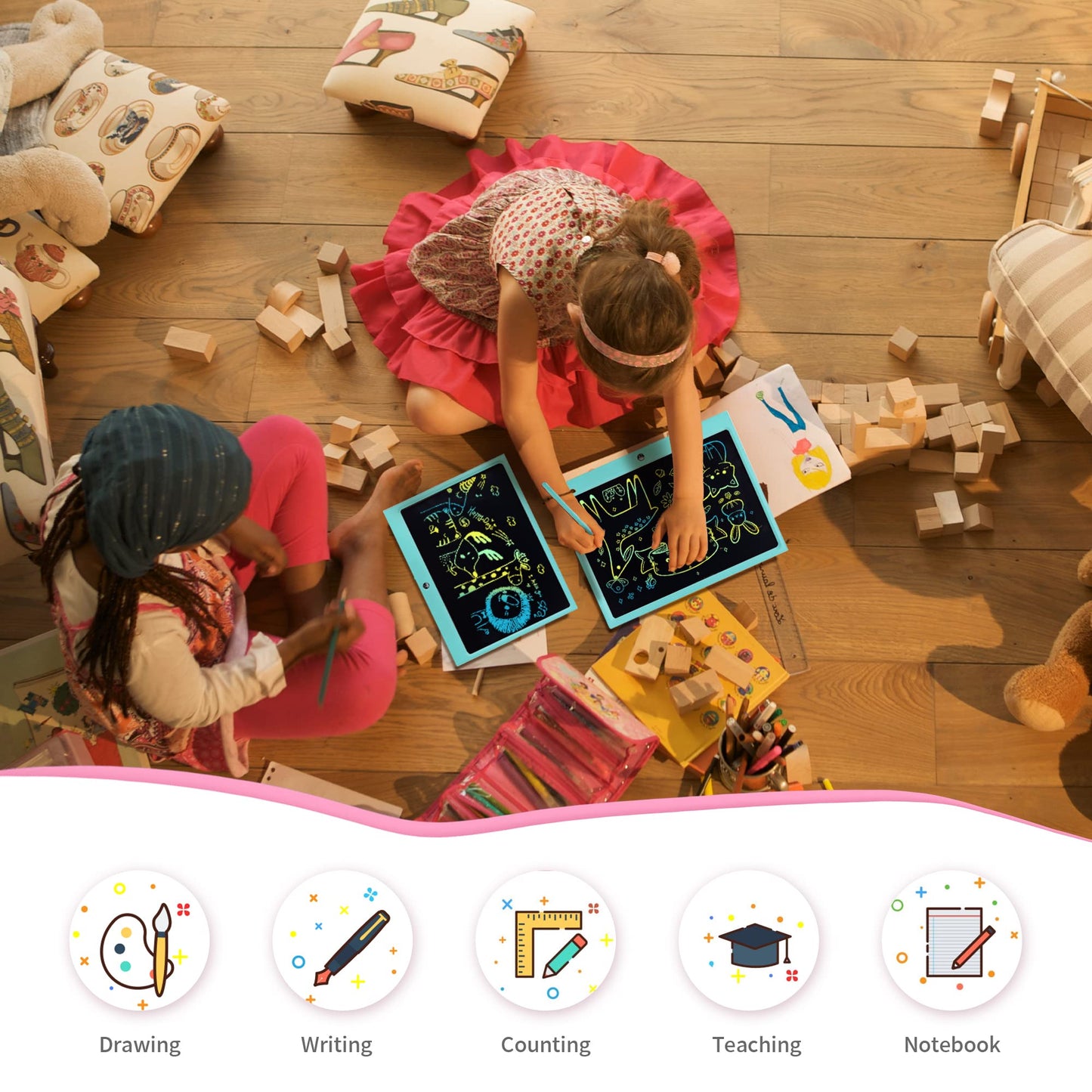 LCD Writing Tablet for Kids, 15 Inch Colorful Electronic Doodle Board for Kids Age 3+ Toys Christmas Birthday Erasable Drawing Tablet Toddler Learning Toys