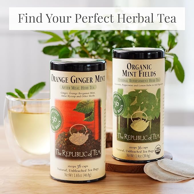 The Republic of Tea – Organic Mint Fields Herbal Tea Bags, Caffeine Free, 250 Servings