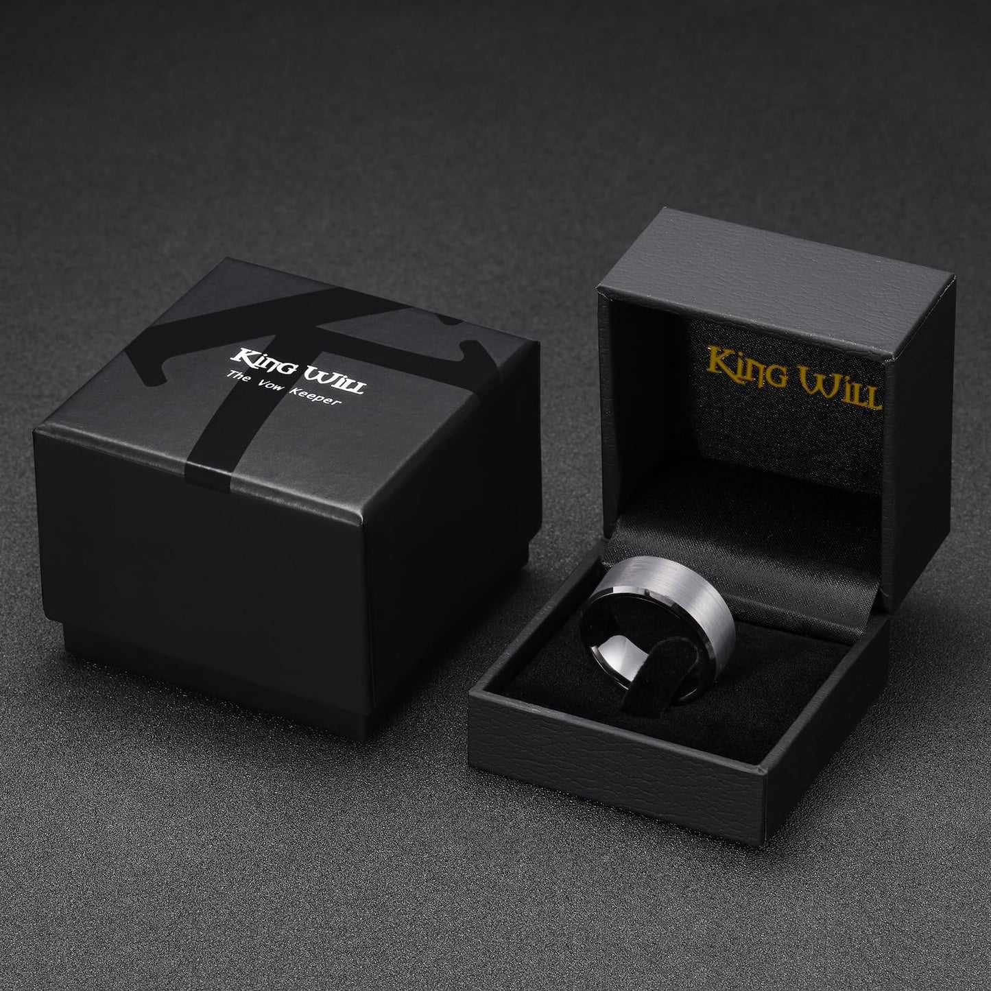 King Will 10mm Tungsten Wedding Band for Men - Gunmetal, Comfort Fit, Size 13